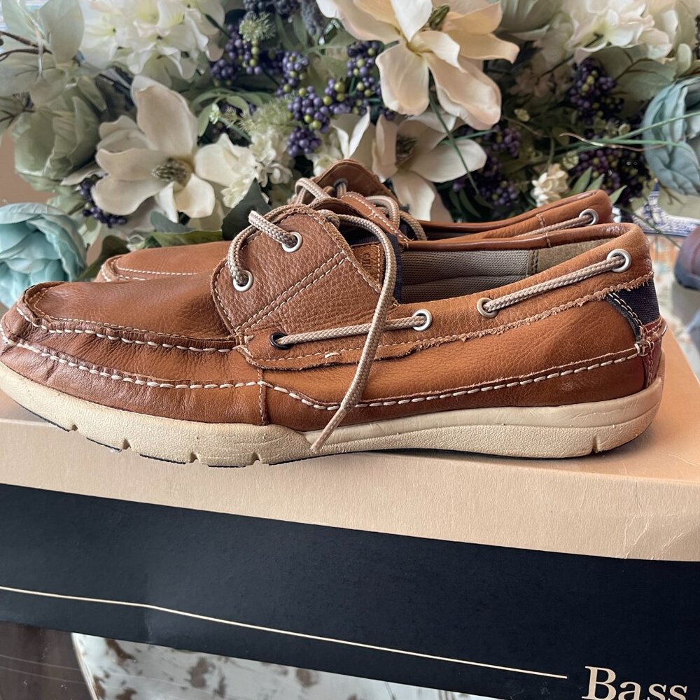 G.H. Bass Men’s Leather Boat Shoes Roscoe Size 11.5 Brown Dual Width - Picture 4 of 8